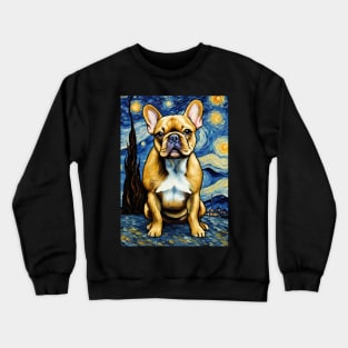 French Bulldog Dog Breed in a Van Gogh Starry Night Art Style Crewneck Sweatshirt